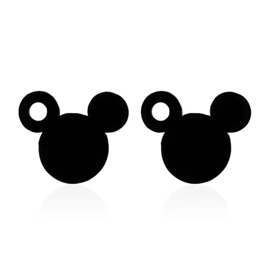 Black Mickey Mouse Stud Earrings Unisex With Gift Bag